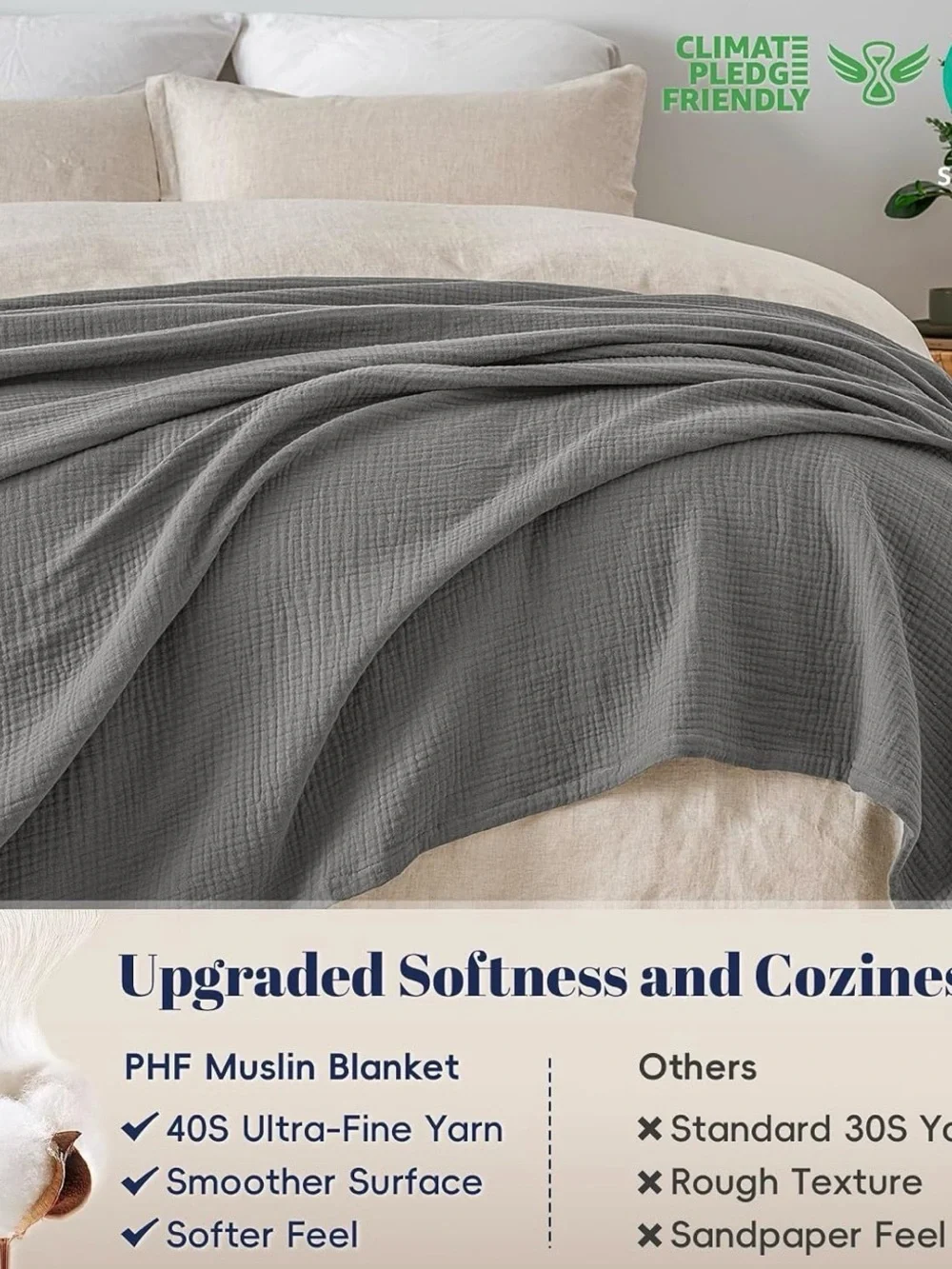 King 100% Cotton Muslin Blanket in Gray Black - Reserved for @tiffsanders18